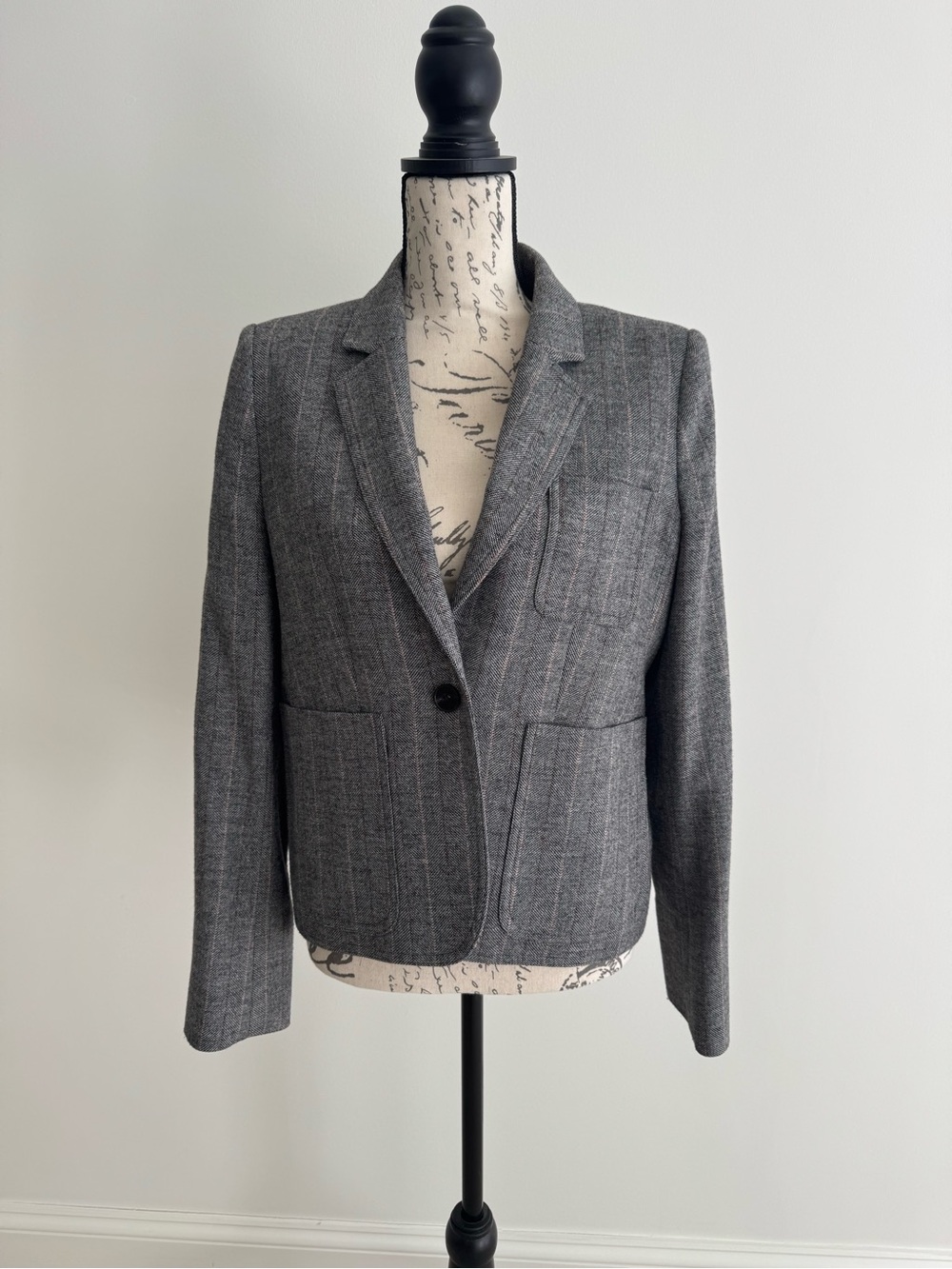 ME+EM Gray Pinstripe Single-Button Tailored Blazer